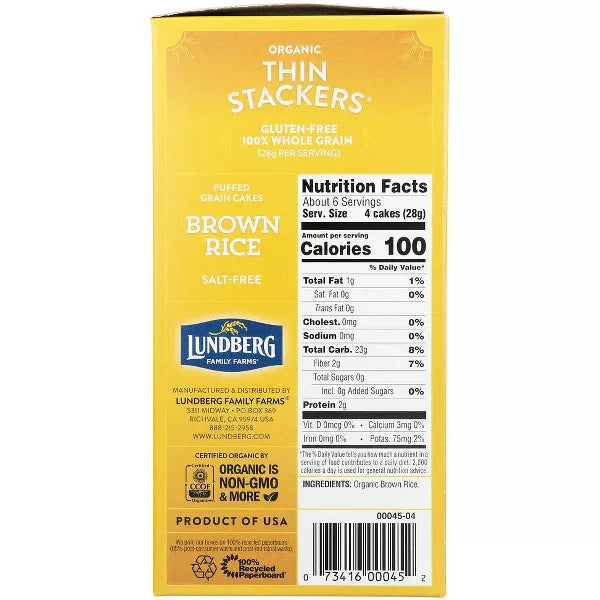 LUNDBERG FAMILY FARMS Thin Stackers, Brown Rice, NS 6/6 OZ