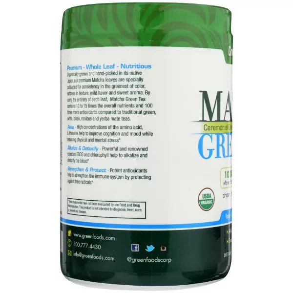 GREEN FOODS CORPORATION MATCHA GREEN TEA 60SERVNG 11OZ