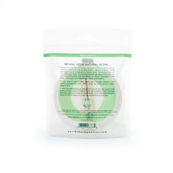 EARTH THERAPEUTICS ORGANIC COTTON EXFOLIATING ROUND SPONGE 1 CT