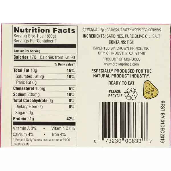 CROWN PRINCE In Olive Oil, Skinless & Boneless 3.75 OZ