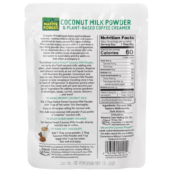 NATIVE FOREST Coconut Milk Powder, Vegan, GF 5.25 OZ