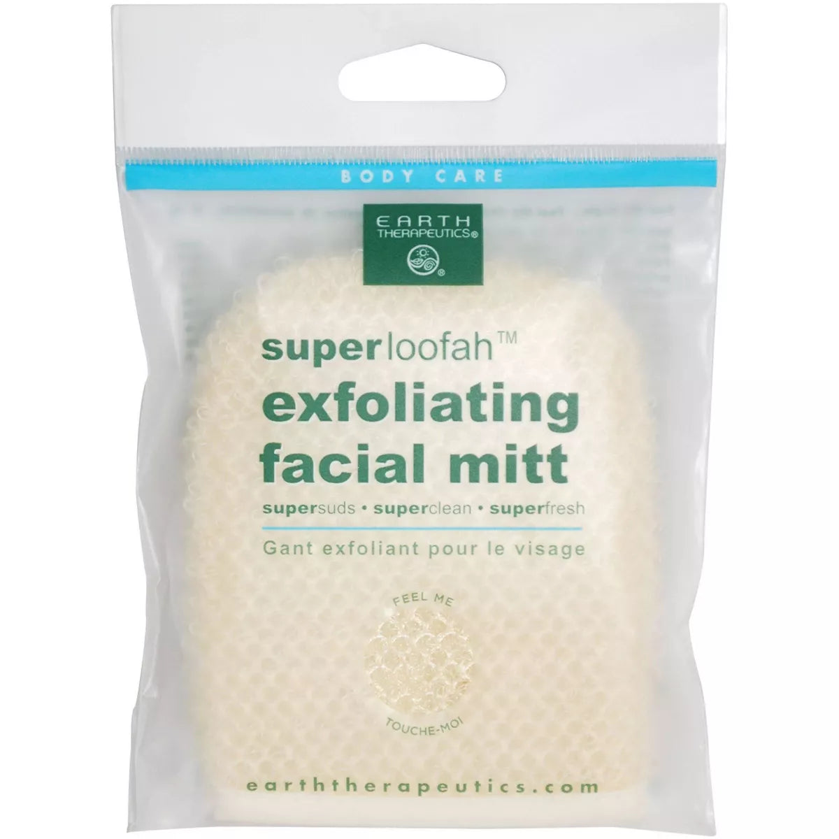 EARTH THERAPEUTICS SUPER LOOFAH EXFOLIATING FACIAL MITT 1UNIT