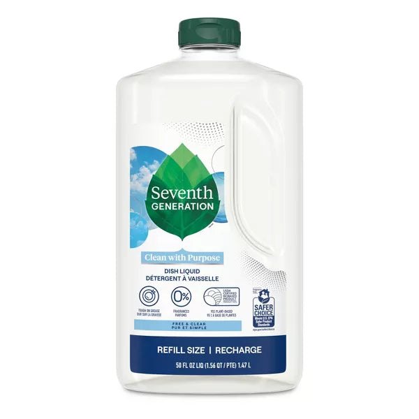 SEVENTH GENERATION Dish Liquid, Free and Clear 50 OZ
