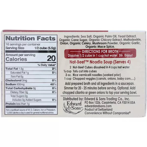 EDWARD & SONS Not-Beef, Cubes 3.1 OZ