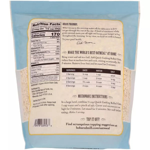 BOB`S RED MILL Quick Cooking Rolled Oats 32 OZ