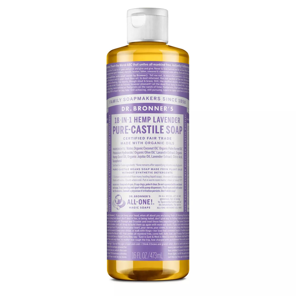 DR. BRONNER'S MAGIC SOAPS ORGANIC CASTILE LIQUID SOAP LAVENDER 16OZ