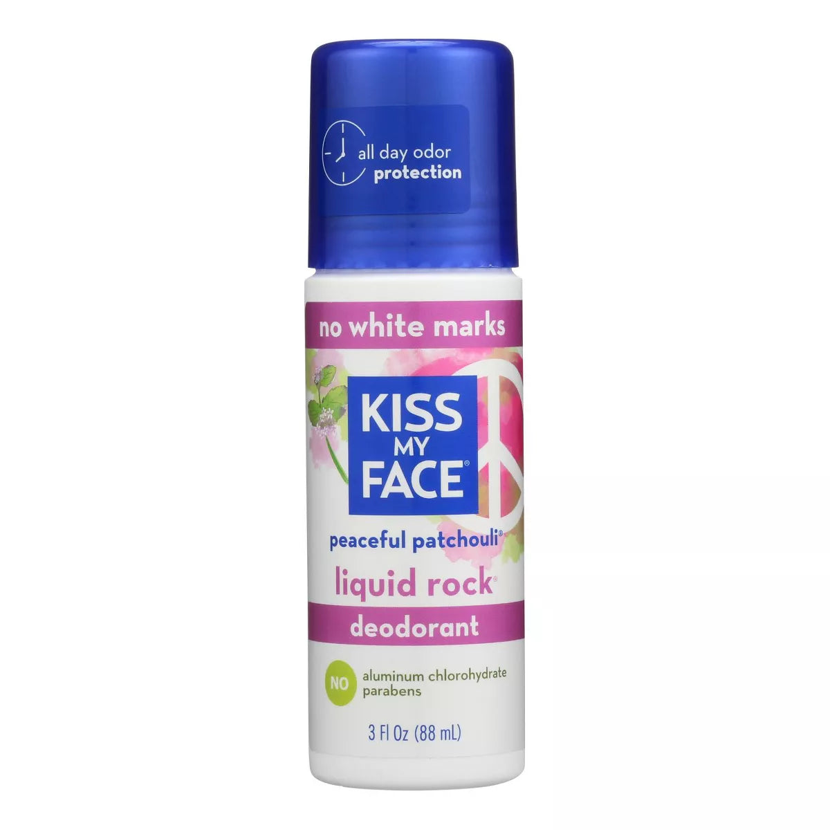 Kiss My Face Peaceful Patchouli Liquid Rock Roll On Deodorant 3OZ