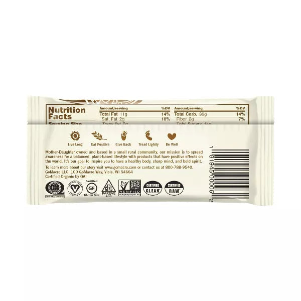 GOMACRO Peanut Butter Chocolate Chip 2.5 OZ