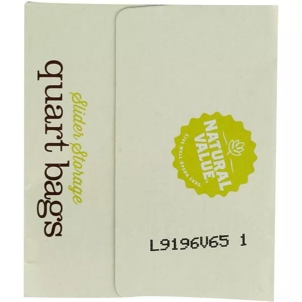 NATURAL VALUE Storage Bags, Slider, Qt 12/20 CT