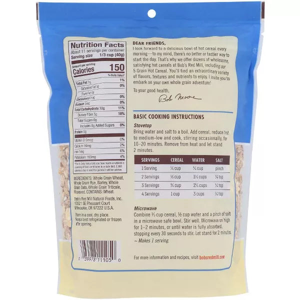 BOB`S RED MILL 5 Grain, Rolled, Hot 16 OZ