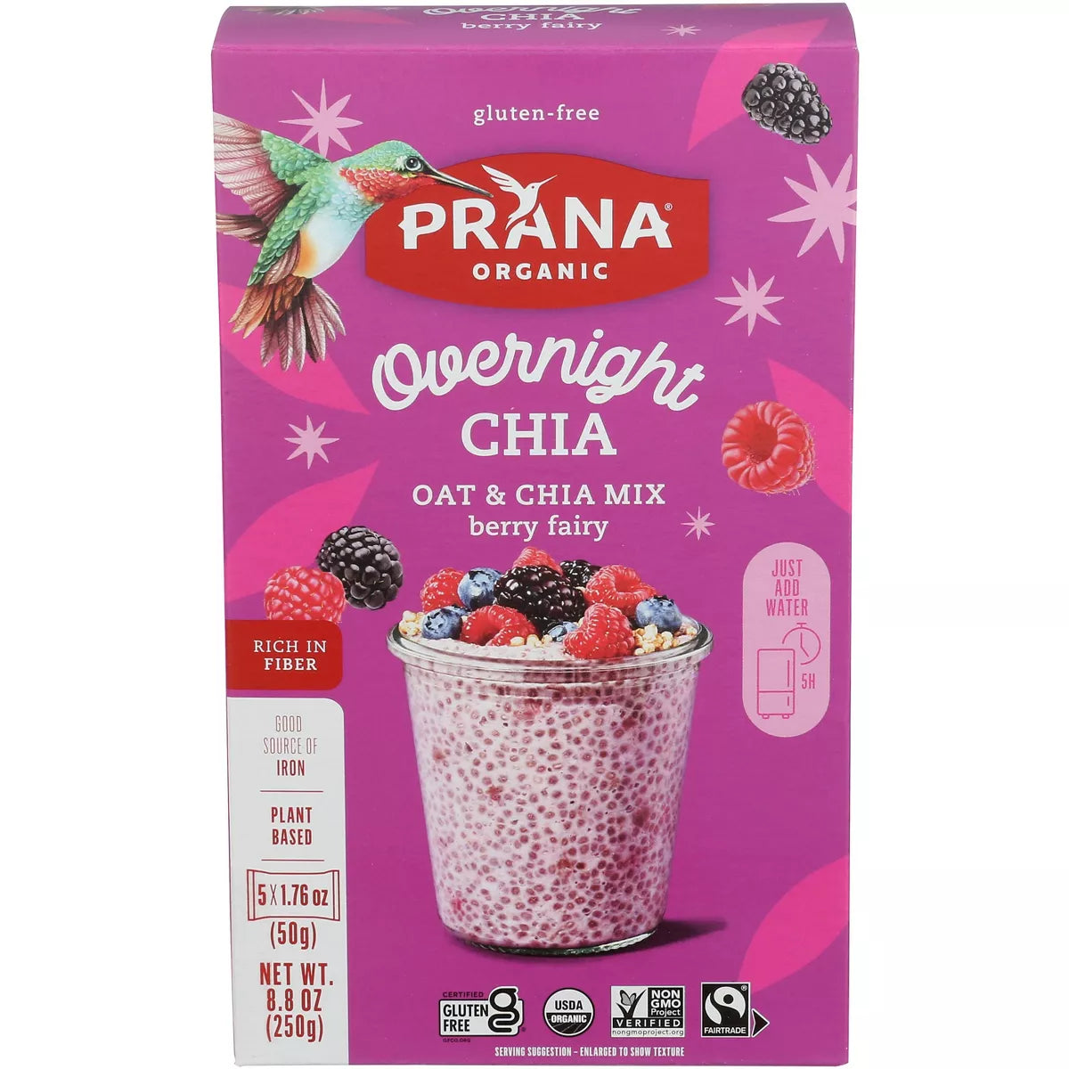 PRANA ORGANICS Overnight Chia Berry 5 pack 8.8 OZ