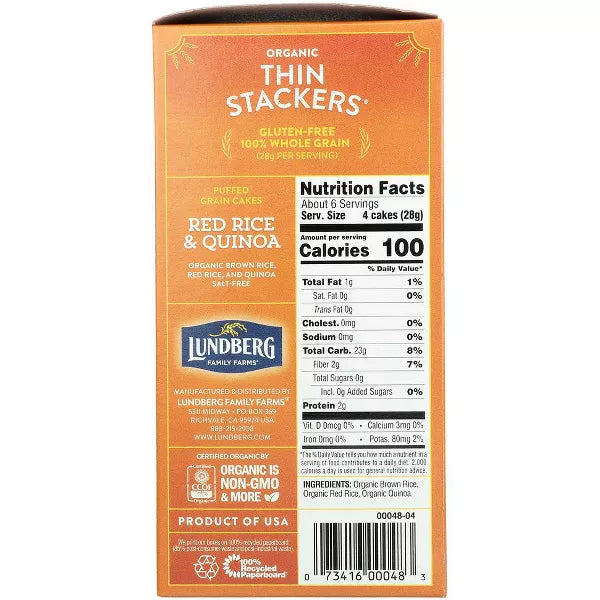 LUNDBERG FAMILY FARMS Thin Stackers, Red Rice & Quinoa 6 OZ