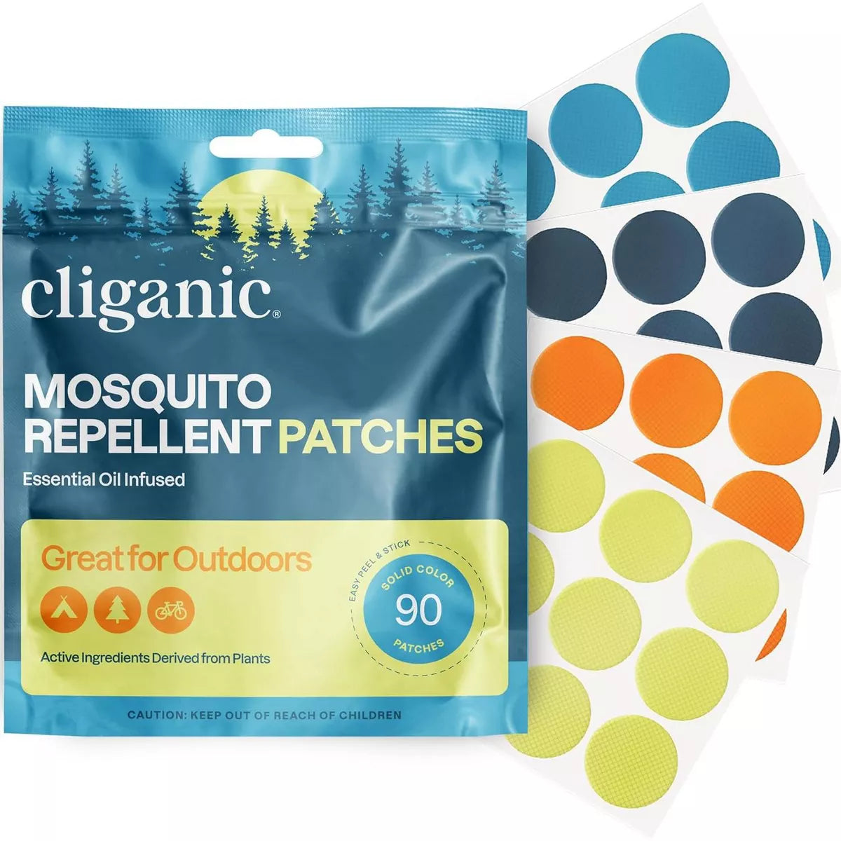CLIGANIC MOSQUITO REPELLENT PATCHES ADULT SOLID COLORS 90CT