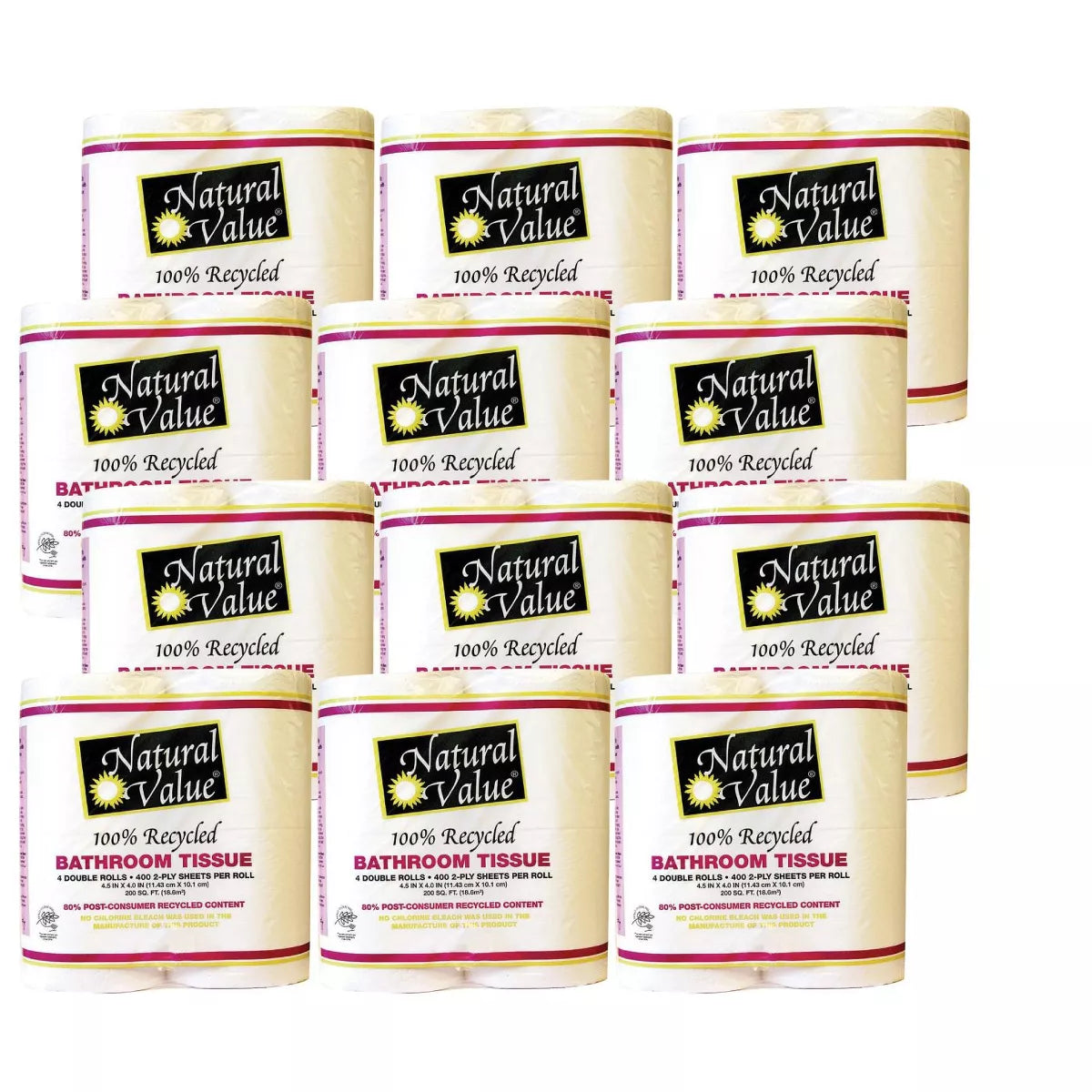 NATURAL VALUE Bathroom Tissue, 400 Cnt Rolls 4 PK