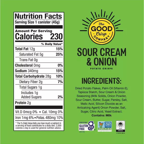 THE GOOD CRISP COMPANY Sour Cream and Onion 5.6 OZ