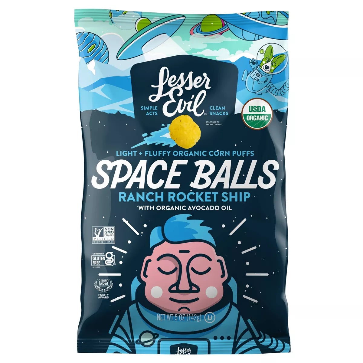 LESSER EVIL Ranch Rocket Ship Space Balls 6/5 OZ