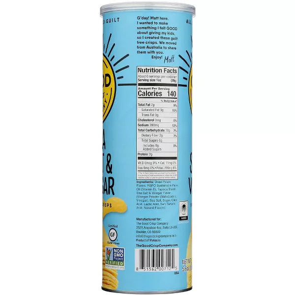 THE GOOD CRISP COMPANY Sea Salt And Vinegar 8/5.6 OZ