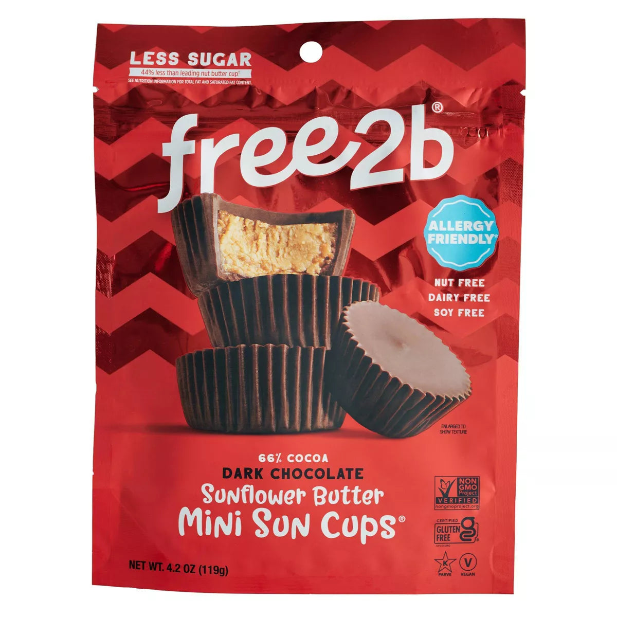 FREE2B Suncups, Mini, Dark Chocolate 4.2 OZ