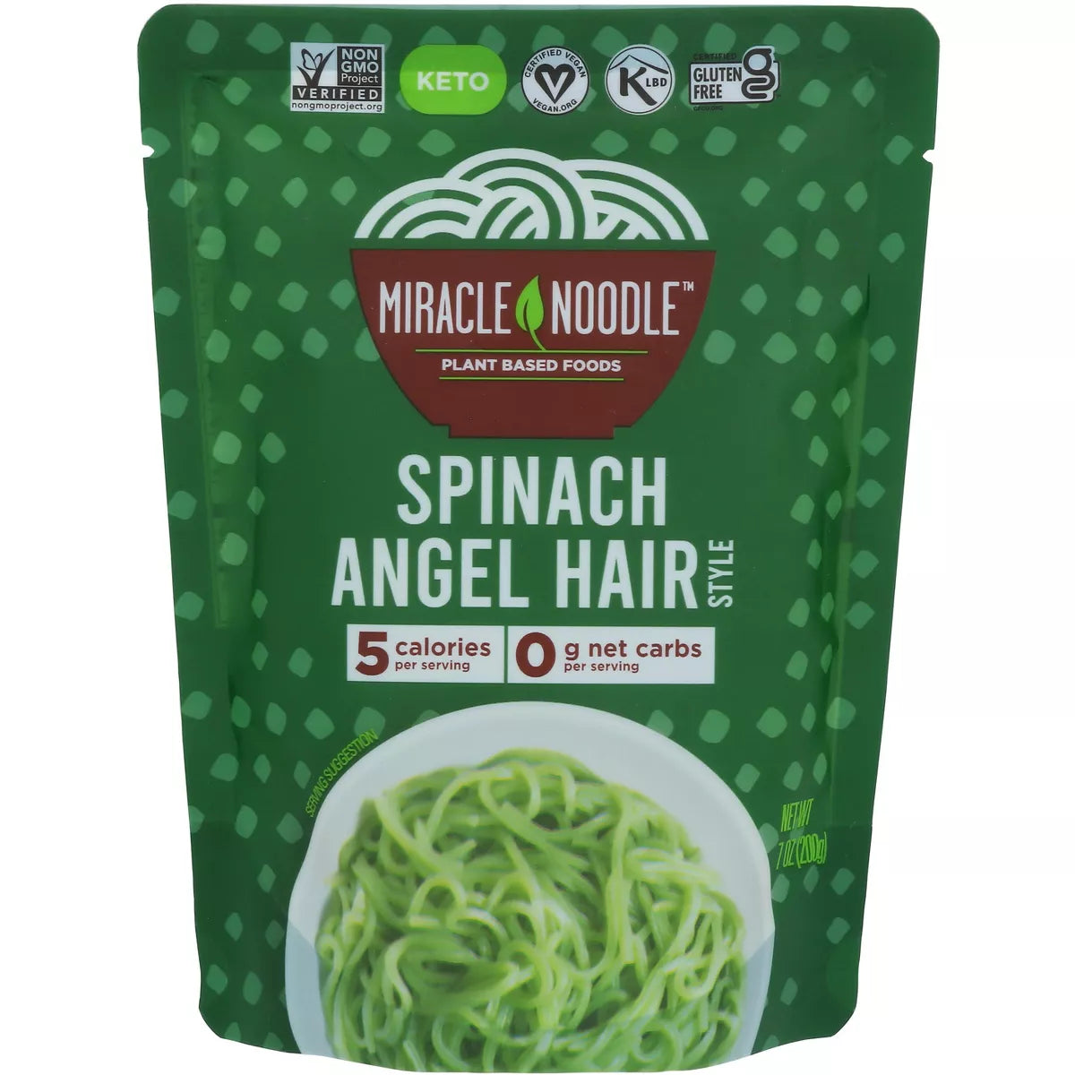 MIRACLE NOODLE Spinach Angel Hair 7 OZ