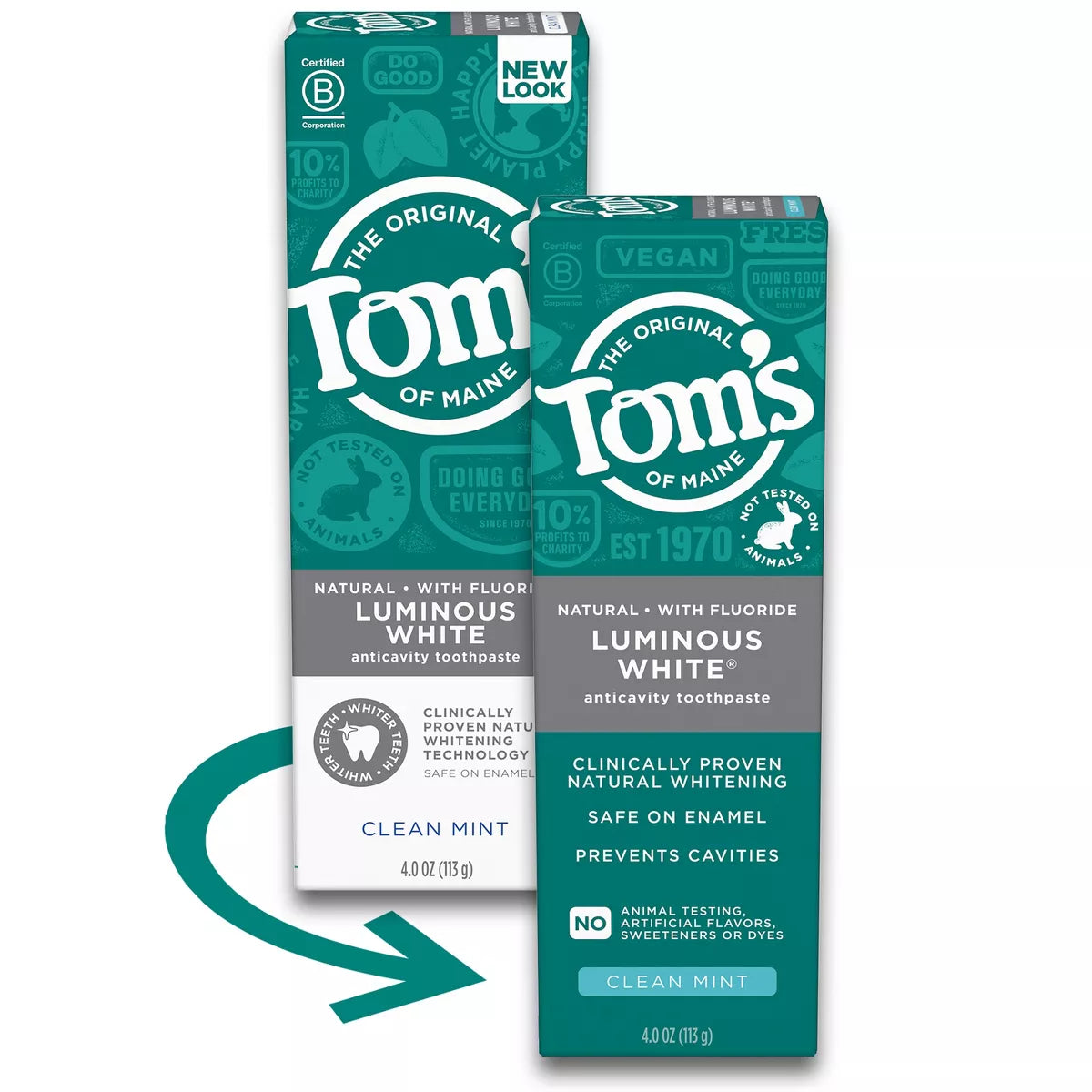 TOM'S OF MAINE LUMINOUS WHITE ANTICAVITY TOOTHPASTE CLEAN MNT 4OZ