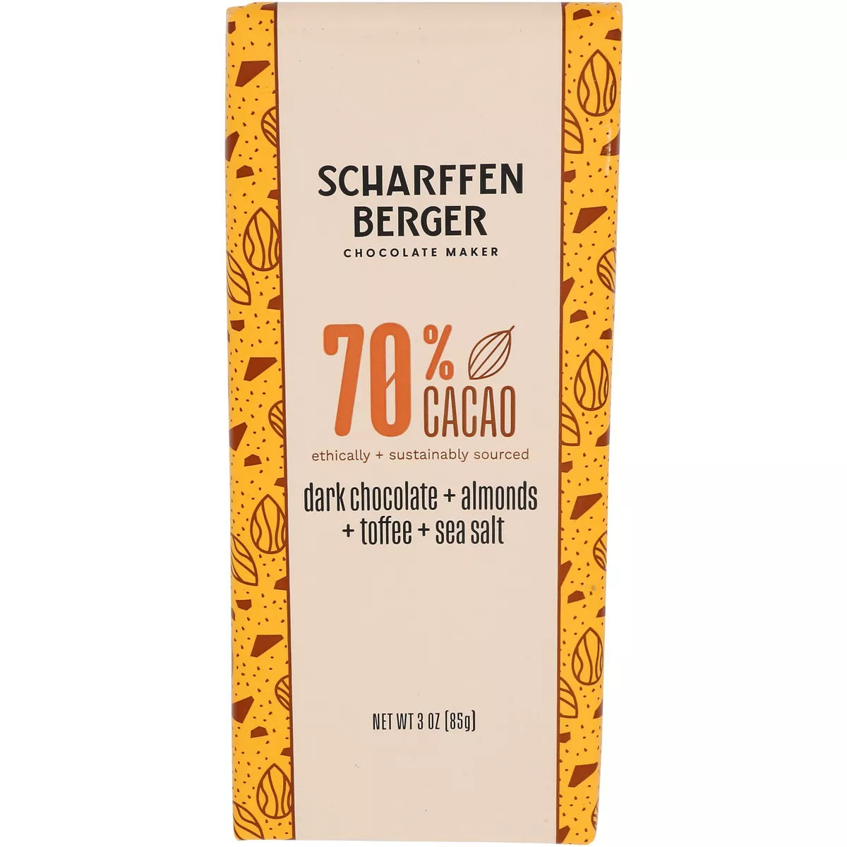 SCHARFFEN BERGER 70% Dark Salted Almond Toffee 3 OZ