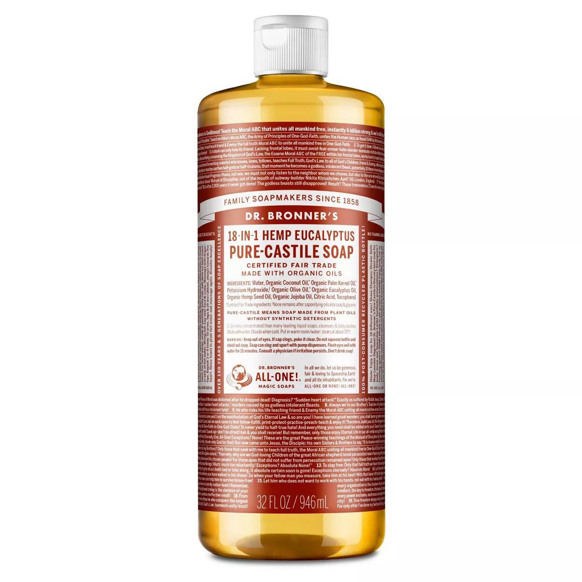 DR. BRONNER'S MAGIC SOAPS ORGANIC CASTILE LIQUID SOAP EUCALYPTUS 32OZ
