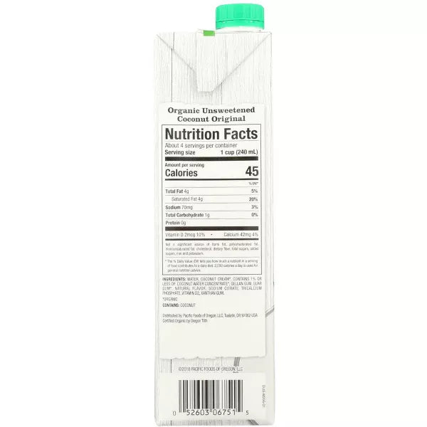 PACIFIC FOODS Coconut,Original,Unsweetened 32 OZ