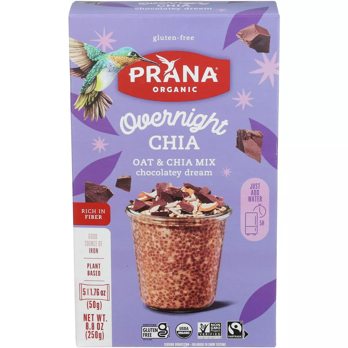 PRANA ORGANICS Overnight Chia Chocolate 5 pk 8.8 OZ