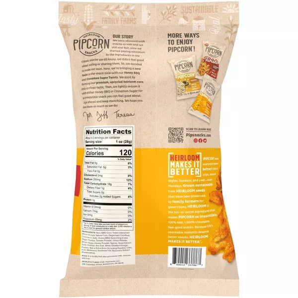 PIPCORN Honey BBQ Twists 4.5 OZ