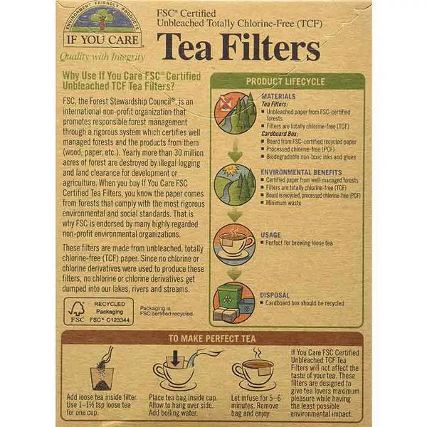 IF YOU CARE FSC Certified Unbleached Tea Filter 100 CT