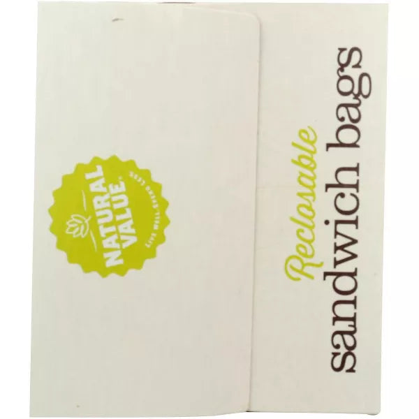 NATURAL VALUE Sandwich Bags, Recloseable 40 CT
