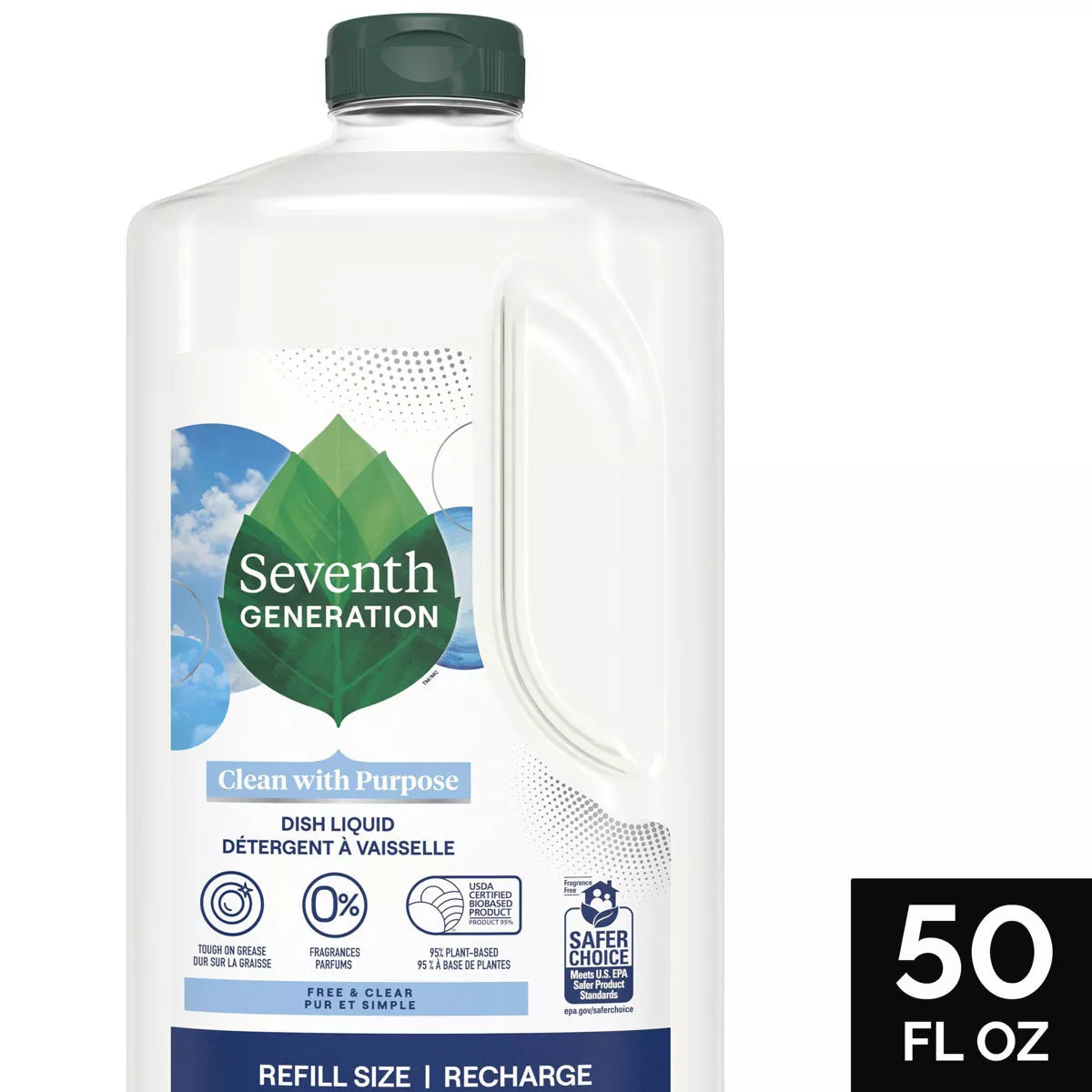 SEVENTH GENERATION Dish Liquid, Free and Clear 50 OZ