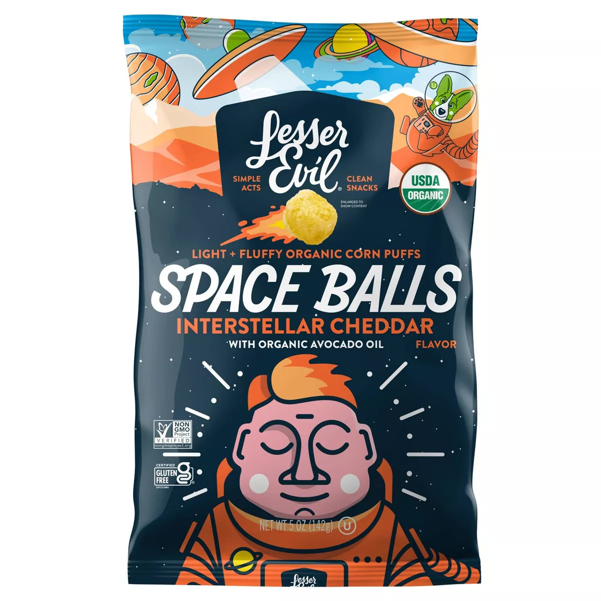 LESSER EVIL Cheddar Space Balls 5 OZ