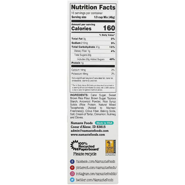 NAMASTE FOODS Spice Cake (w/Carrot Cake Option) 26 OZ