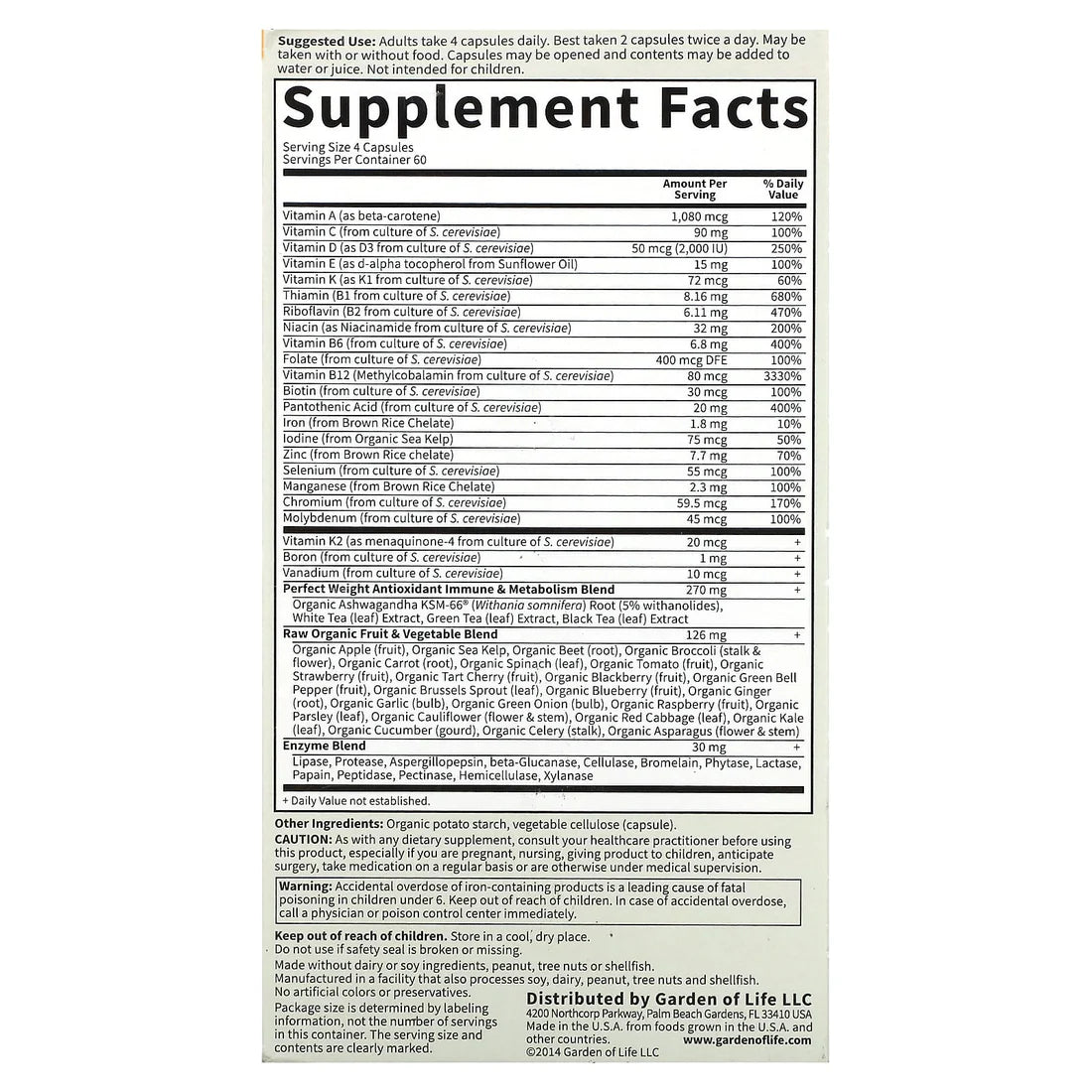 Garden of Life Vitamin Code Perfect Weight 240ct CAPSULES