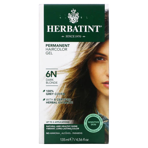 TINTE NATURAL PARA EL CABELLO HERBATINT 6N TINTE PERMANENTE RUBIO OSCURO 4OZ