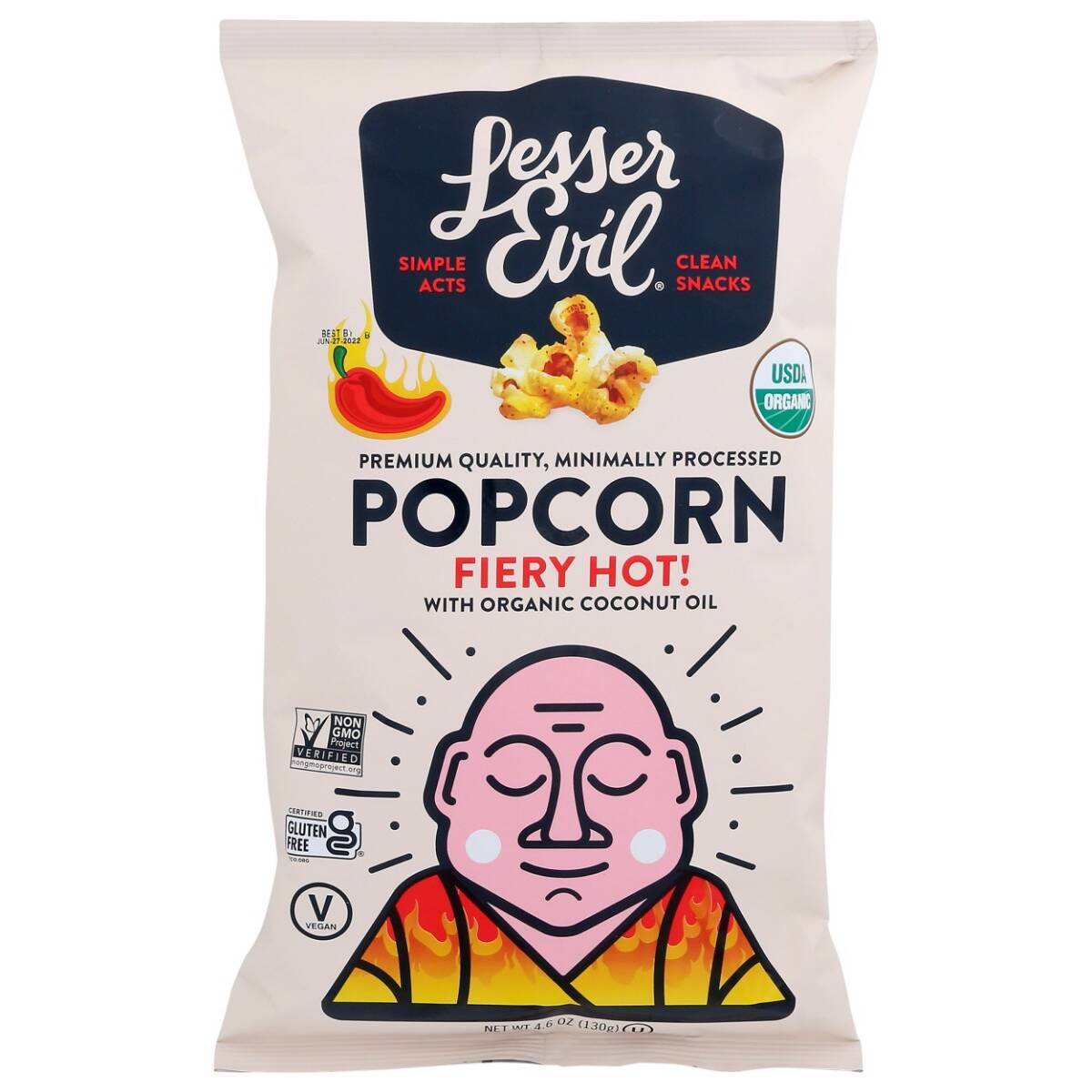 LESSER EVIL Fiery Hot Popcorn 12/4.6 OZ