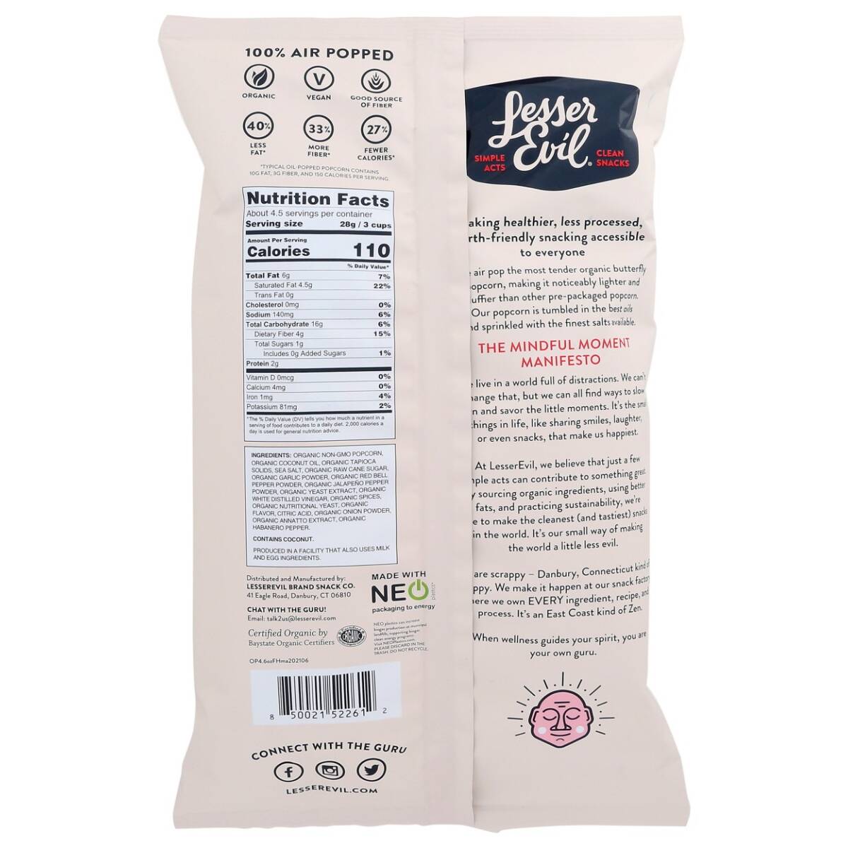 LESSER EVIL Fiery Hot Popcorn 12/4.6 OZ