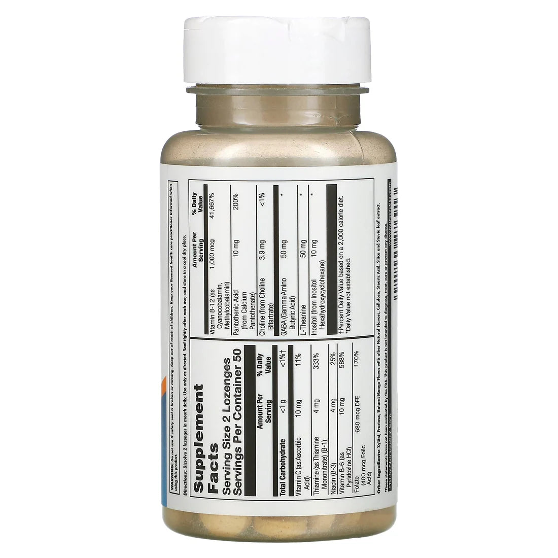 Kal GABA L-Theanine Stress B Mango Tangerine 100CT Lozenge