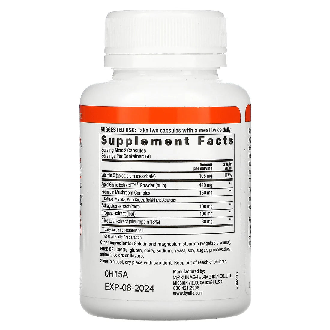 Kyolic Aged Garlic Extract Formula 103 Immune Support, 100 Capsules
