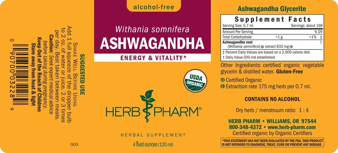 Herb Pharm ASHWAGANDHA ALCOHOL-FREE 4 oz