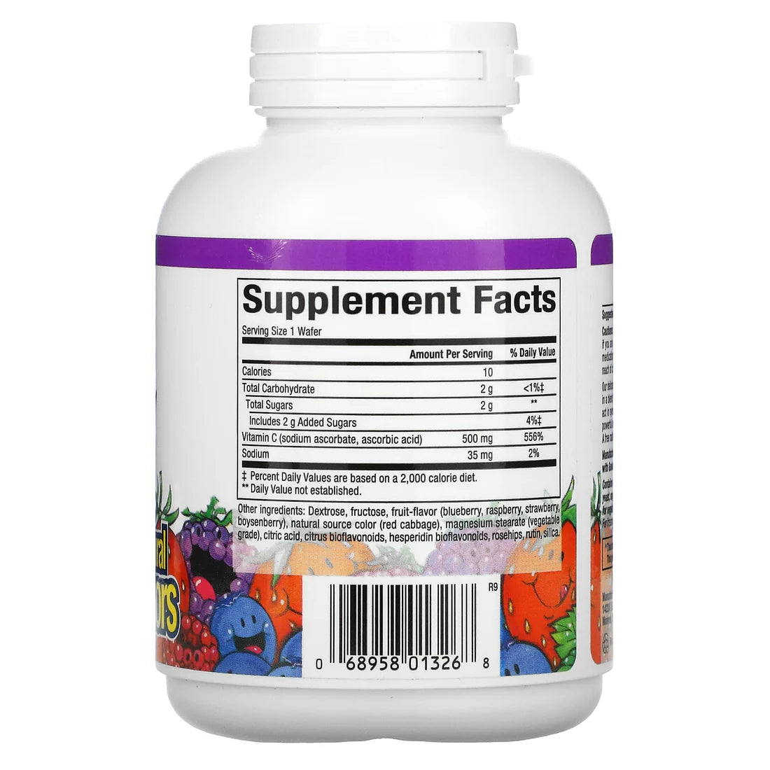 Natural Factors VITAMIN C 500 MG FRUIT-FLAVOR CHEW – BLUEBERRY, RASPBERRY & BOYSENBERRY 90/TAB