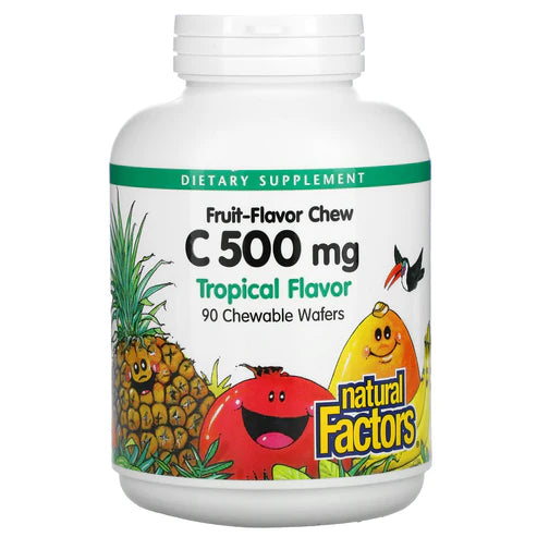Natural Factors VITAMIN C 500 MG FRUIT-FLAVOR CHEW – TROPICAL 90/TAB