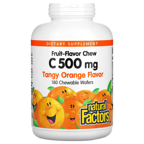 Natural Factors VITAMIN C 500 MG FRUIT-FLAVOR CHEW – TANGY ORANGE 180/TAB