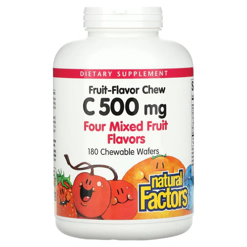 Natural Factors VITAMIN C 500 MG FRUIT-FLAVOR CHEW – MIXED FRUIT 180/TAB