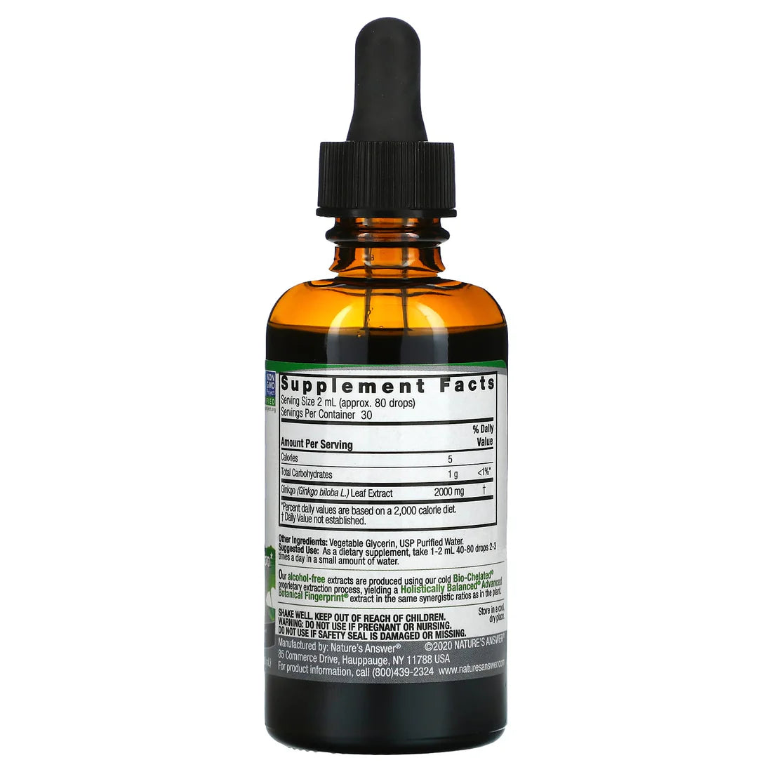 NATURE'S ANSWER GINKGO LEAF ALCOHOL FREE 2OZ