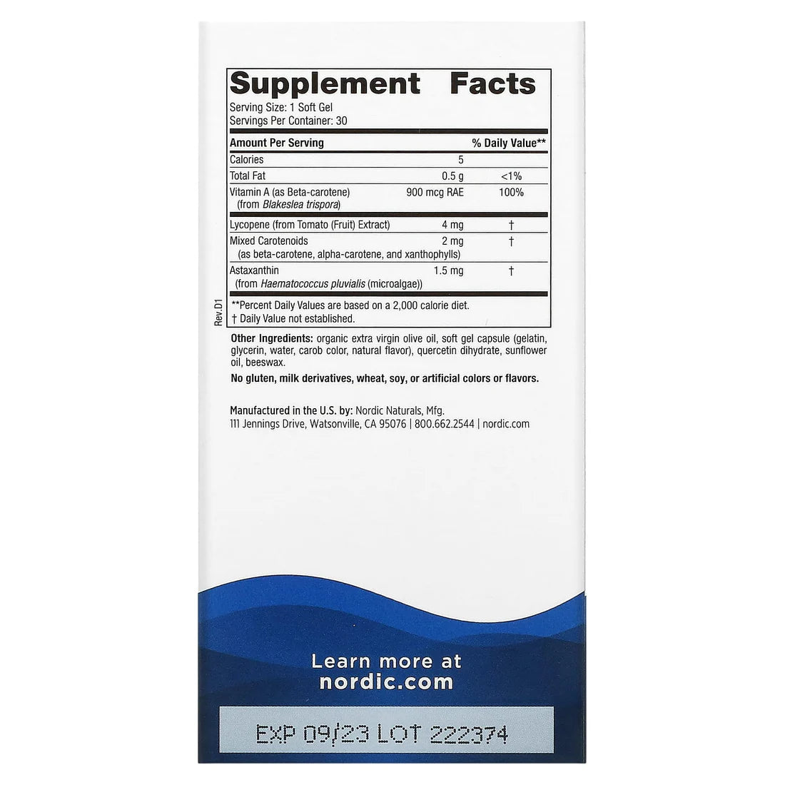 Nordic Naturals Vitamin A + Caroteniods