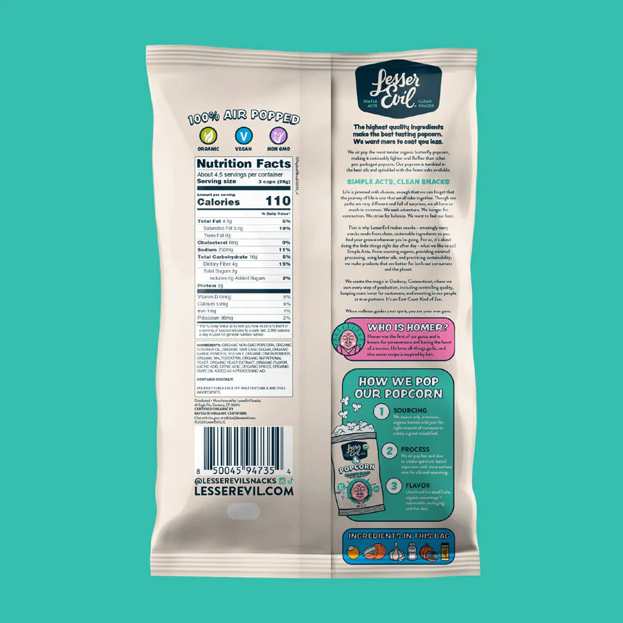 LESSER EVIL Homers Blend Popcorn 12/4.6 OZ