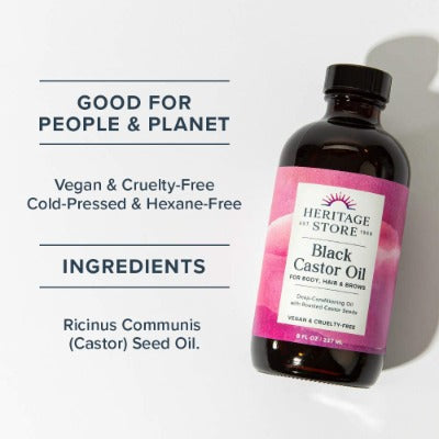 Heritage Store Black Castor Oil 8floz