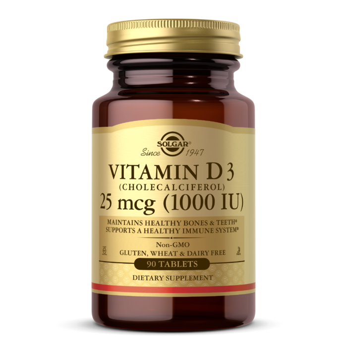 Solgar Vitamin D3 (Cholecalciferol) 25 mcg (1000 IU) Tablets 90tablet